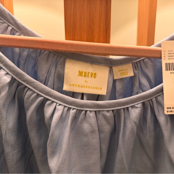 Anthropologie Maeve Short Sleeve Bubble Tiered Top - Picture 6 of 8